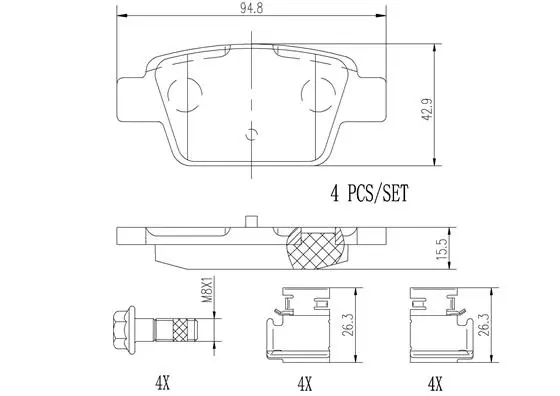 P23080N BREMBO Комплект тормозных колодок, дисковый тормоз (фото 1)