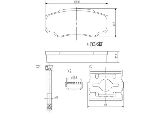 P23093N BREMBO Комплект тормозных колодок, дисковый тормоз (фото 1)