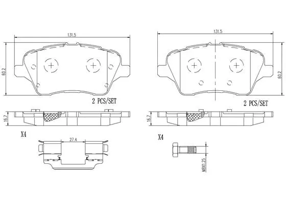 P24151N BREMBO Комплект тормозных колодок, дисковый тормоз (фото 1)