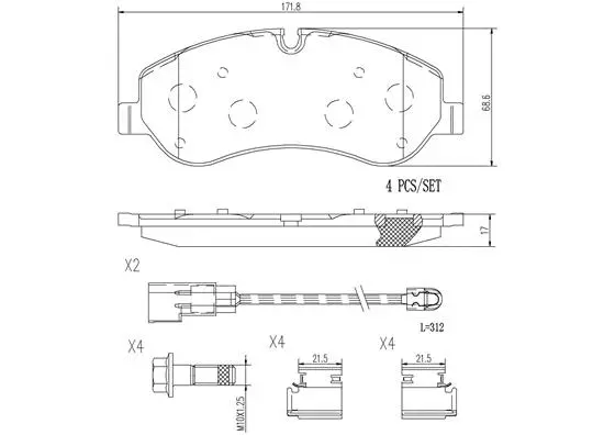 P24152N BREMBO Комплект тормозных колодок, дисковый тормоз (фото 1)