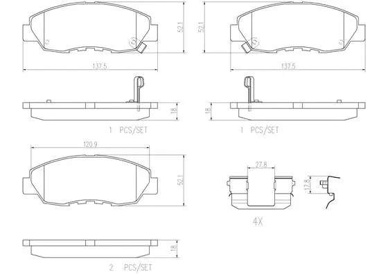 P28042N BREMBO Комплект тормозных колодок, дисковый тормоз (фото 1)