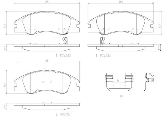 P30042N BREMBO Комплект тормозных колодок, дисковый тормоз (фото 1)