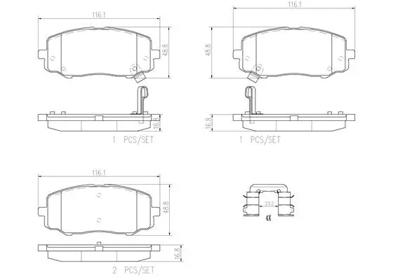 P30045N BREMBO Комплект тормозных колодок, дисковый тормоз (фото 1)