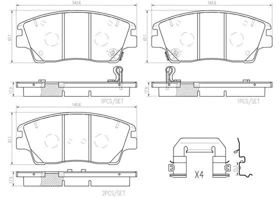 P30096N BREMBO Комплект тормозных колодок, дисковый тормоз (фото 1)