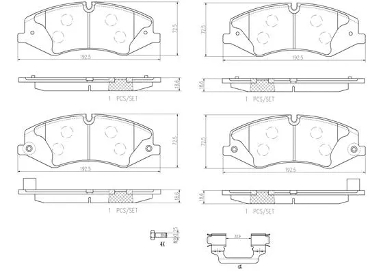 P44022N BREMBO Комплект тормозных колодок, дисковый тормоз (фото 1)