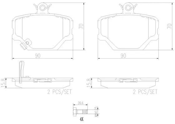 P50038N BREMBO Комплект тормозных колодок, дисковый тормоз (фото 1)