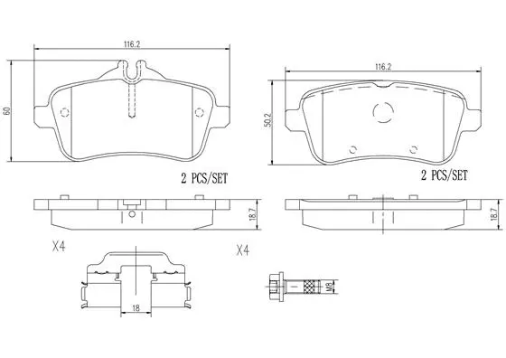 P50100N BREMBO Комплект тормозных колодок, дисковый тормоз (фото 1)