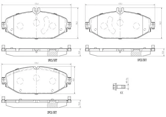 P50124N BREMBO Комплект тормозных колодок, дисковый тормоз (фото 1)