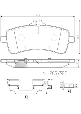 P50131N BREMBO Комплект тормозных колодок, дисковый тормоз (фото 1)