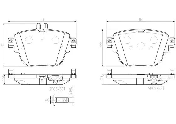 P50141N BREMBO Комплект тормозных колодок, дисковый тормоз (фото 1)