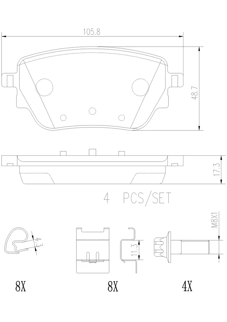 P50151N BREMBO Комплект тормозных колодок, дисковый тормоз (фото 1)