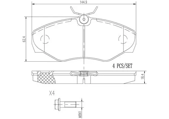 P56061N BREMBO Комплект тормозных колодок, дисковый тормоз (фото 1)