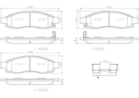 P58001N BREMBO Комплект тормозных колодок, дисковый тормоз (фото 1)