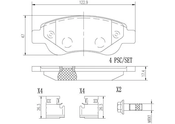 P61081N BREMBO Комплект тормозных колодок, дисковый тормоз (фото 1)