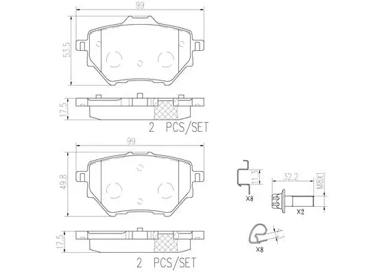 P61122N BREMBO Комплект тормозных колодок, дисковый тормоз (фото 1)