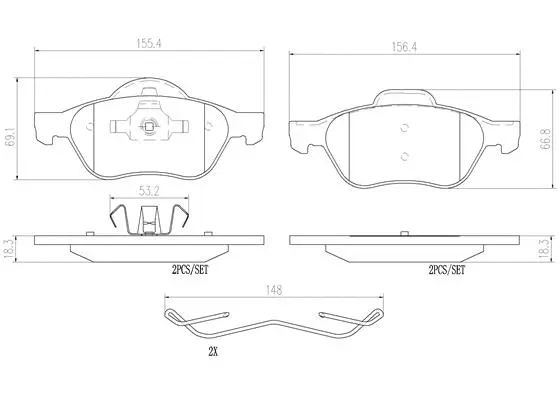 P68029N BREMBO Комплект тормозных колодок, дисковый тормоз (фото 1)