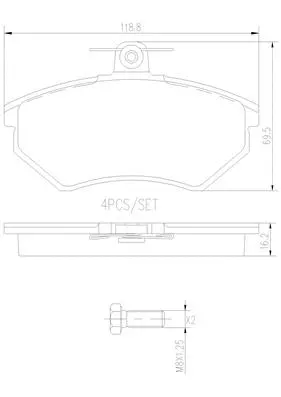 P85015N BREMBO Комплект тормозных колодок, дисковый тормоз (фото 1)