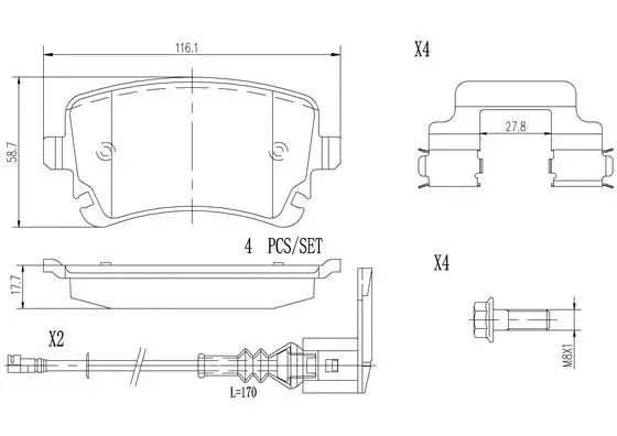 P85083N BREMBO Комплект тормозных колодок, дисковый тормоз (фото 1)