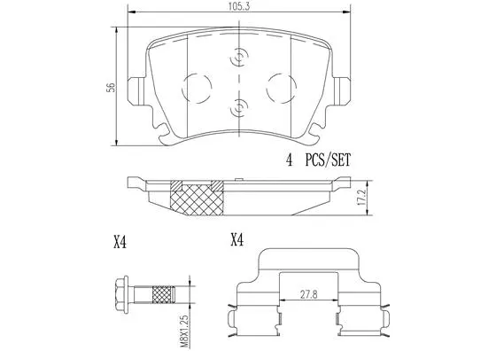 P85095N BREMBO Комплект тормозных колодок, дисковый тормоз (фото 1)