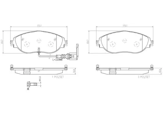 P85131N BREMBO Комплект тормозных колодок, дисковый тормоз (фото 1)