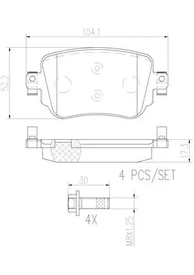 P85140N BREMBO Комплект тормозных колодок, дисковый тормоз (фото 1)