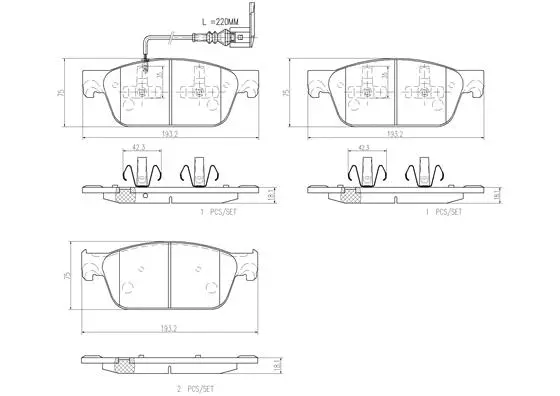 P85141N BREMBO Комплект тормозных колодок, дисковый тормоз (фото 1)