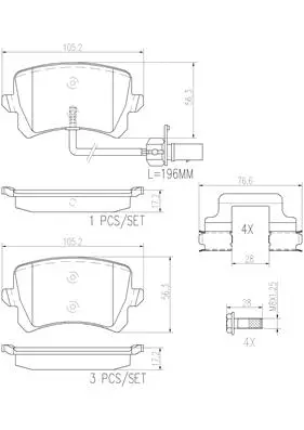 P85142N BREMBO Комплект тормозных колодок, дисковый тормоз (фото 1)