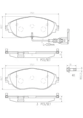 P85144N BREMBO Комплект тормозных колодок, дисковый тормоз (фото 1)
