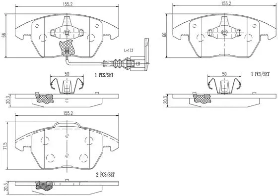 P85146N BREMBO Комплект тормозных колодок, дисковый тормоз (фото 1)