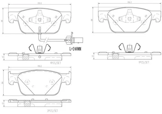 P85153N BREMBO Комплект тормозных колодок, дисковый тормоз (фото 1)