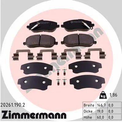 20261.190.2 ZIMMERMANN Комплект тормозных колодок, дисковый тормоз (фото 1)