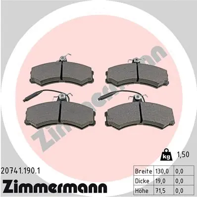 20741.190.1 ZIMMERMANN Комплект тормозных колодок, дисковый тормоз (фото 1)