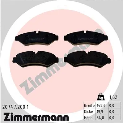 20747.200.1 ZIMMERMANN Комплект тормозных колодок, дисковый тормоз (фото 1)