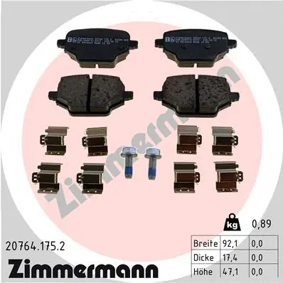 20764.175.2 ZIMMERMANN Комплект тормозных колодок, дисковый тормоз (фото 1)