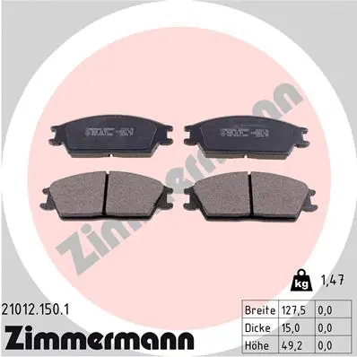 21012.150.1 ZIMMERMANN Комплект тормозных колодок, дисковый тормоз (фото 1)