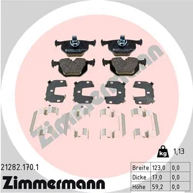 21282.170.1 ZIMMERMANN Комплект тормозных колодок, дисковый тормоз (фото 1)