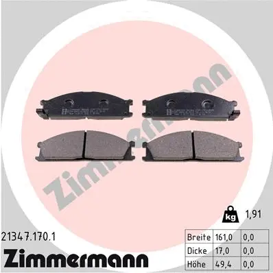 21347.170.1 ZIMMERMANN Комплект тормозных колодок, дисковый тормоз (фото 1)
