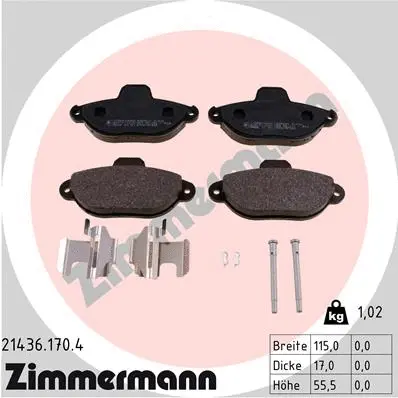 21436.170.4 ZIMMERMANN Комплект тормозных колодок, дисковый тормоз (фото 1)