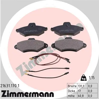 21631.170.1 ZIMMERMANN Комплект тормозных колодок, дисковый тормоз (фото 1)