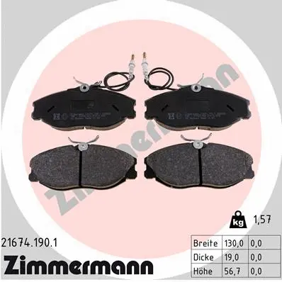21674.190.1 ZIMMERMANN Комплект тормозных колодок, дисковый тормоз (фото 1)