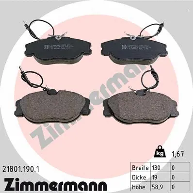21801.190.1 ZIMMERMANN Комплект тормозных колодок, дисковый тормоз (фото 1)