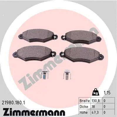 21980.180.1 ZIMMERMANN Комплект тормозных колодок, дисковый тормоз (фото 1)
