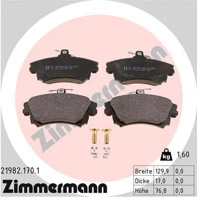 21982.170.1 ZIMMERMANN Комплект тормозных колодок, дисковый тормоз (фото 1)
