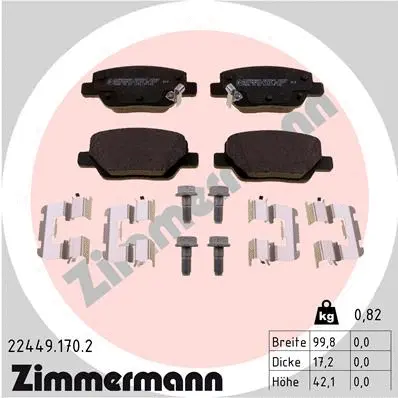 22449.170.2 ZIMMERMANN Комплект тормозных колодок, дисковый тормоз (фото 1)