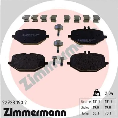 22723.190.2 ZIMMERMANN Комплект тормозных колодок, дисковый тормоз (фото 1)