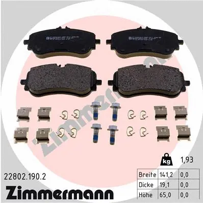 22802.190.2 ZIMMERMANN Комплект тормозных колодок, дисковый тормоз (фото 1)