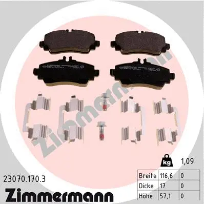 23070.170.3 ZIMMERMANN Комплект тормозных колодок, дисковый тормоз (фото 1)
