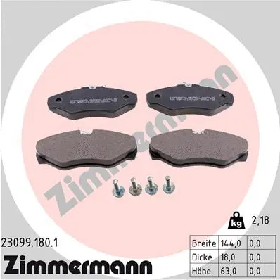 23099.180.1 ZIMMERMANN Комплект тормозных колодок, дисковый тормоз (фото 1)