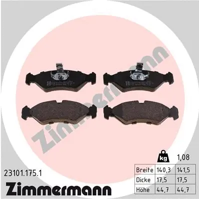 23101.175.1 ZIMMERMANN Комплект тормозных колодок, дисковый тормоз (фото 1)