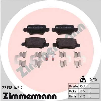 23138.145.2 ZIMMERMANN Комплект тормозных колодок, дисковый тормоз (фото 1)